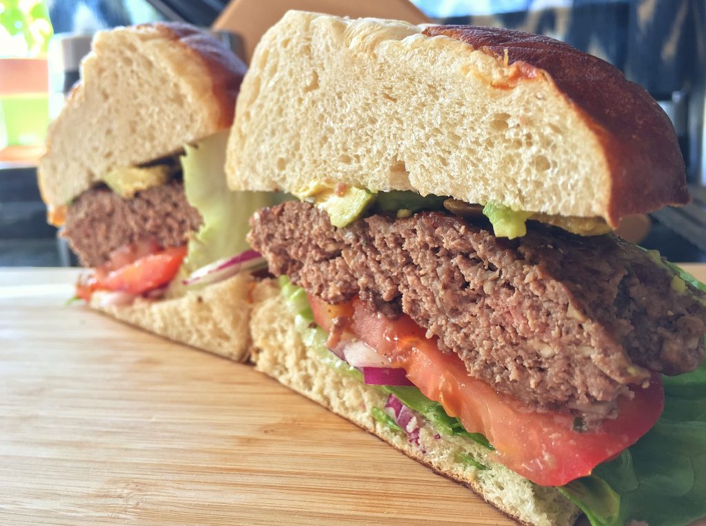 Healthy Bison Burgers Cut