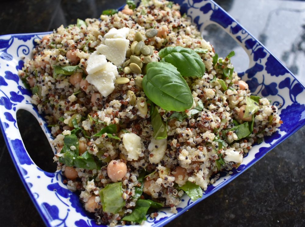 Recipe for Quinoa Chickpea Salad with Tahini Dressing