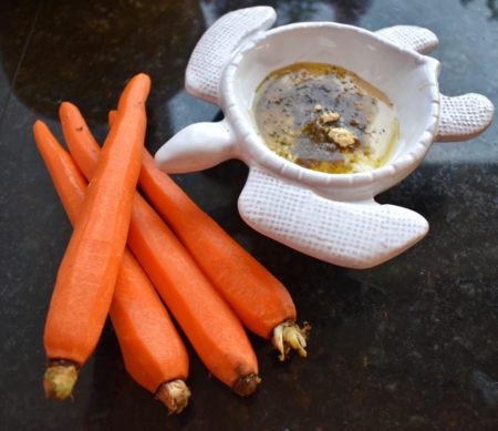 Roasted Tahini Ginger Carrots with Sauce