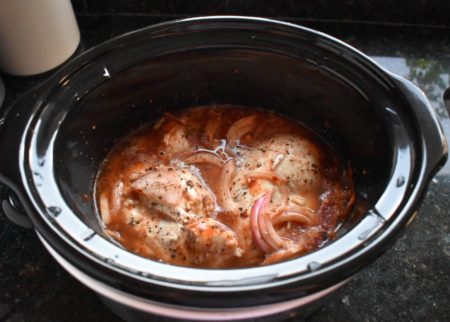 Easy Slow Cooker BBQ Chicken After Cooking