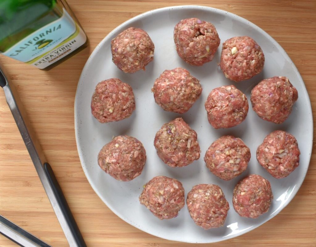 Grass Fed Beef and Quinoa Meatballs pre-cooking