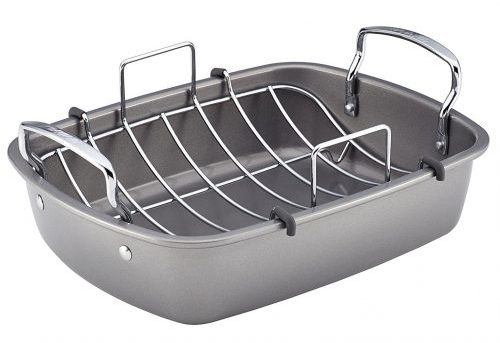 10. Circulon Nonstick Bakeware 17-Inch by 13-Inch Roaster with U-Rack