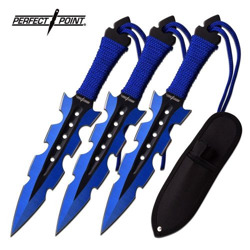 3. PERFECT POINT THROWING KNIFE SET, OVERALL JAGGED SERRATED BLADE …