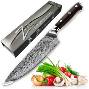 ZELITE INFINITY Chef Knife 8 inch - Alpha-Royal Series - Best Quality Japanese AUS10 Super Steel 67 Layer Damascus - Razor Sharp, Superb Edge Retention, Stain & Corrosion Resistant Chefs Knives