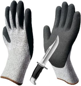 Non-Slip Protective Work Gloves, Nitrile Grip Coated Level 5 Protection