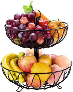 2-Tier-Black Fruit Basket for Counter and Dinner Table