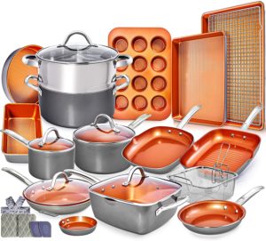 Copper Pots and Pans Set -23pc Copper Cookware Set