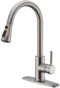WEWE Single Handle High Arc Brushed Nickel Pull out