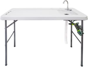 stainless steel fish cleaning table with sink