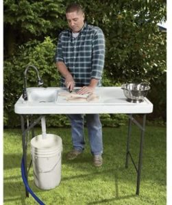 fish cleaning table with sink