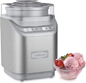 Brushed Chrome Ice Cream Maker with Countdown Timer