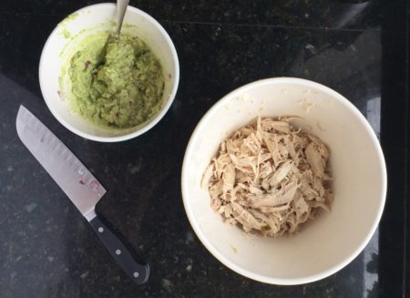 Slow Cooker Avocado Chicken Salad Mixing