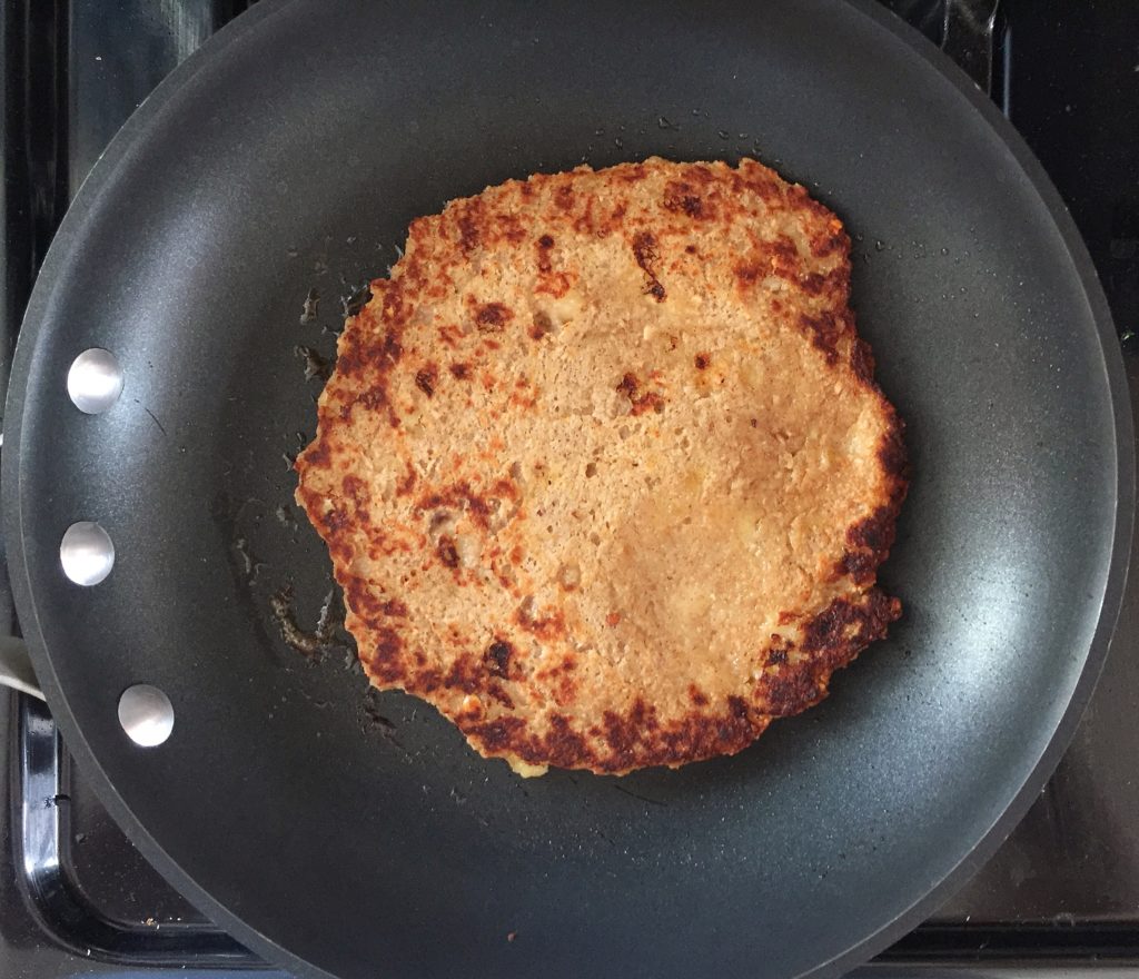 healthy banana pancakes flipped