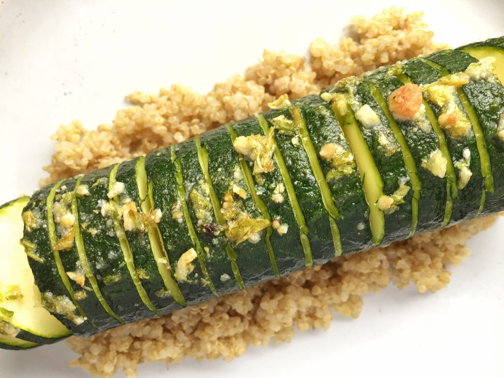 Baked Hasselback Zucchini with Quinoa