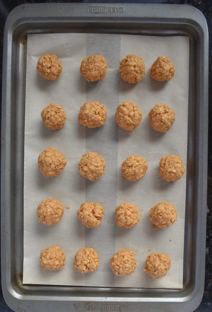 No Bake Peanut Butter Balls on Tray