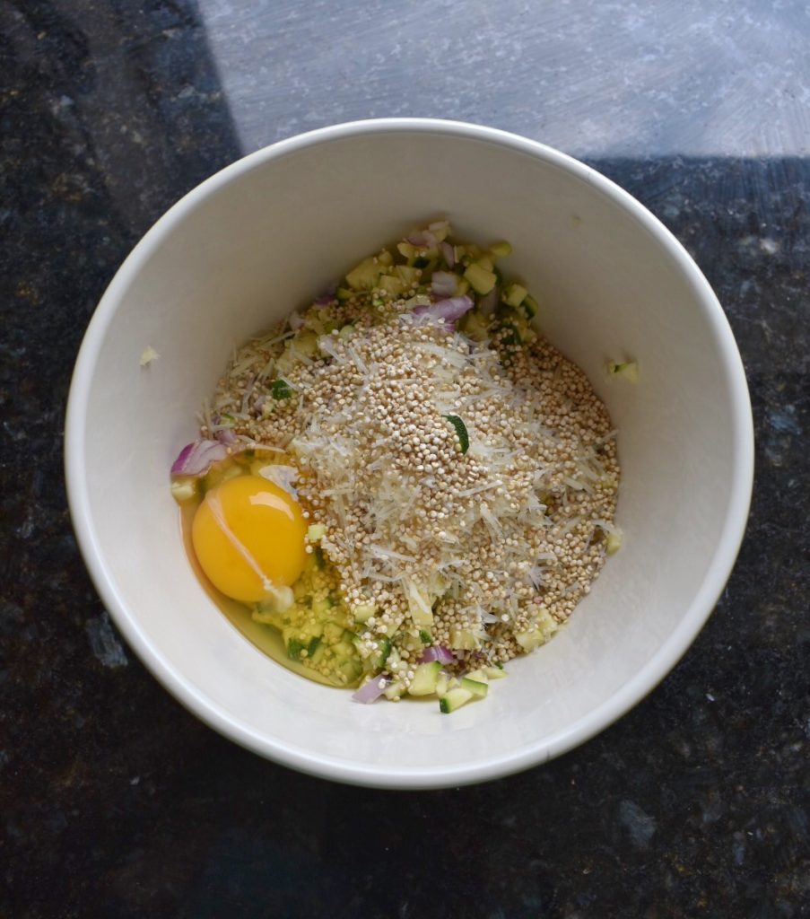 Oven-Baked Zucchini Cakes Mixing