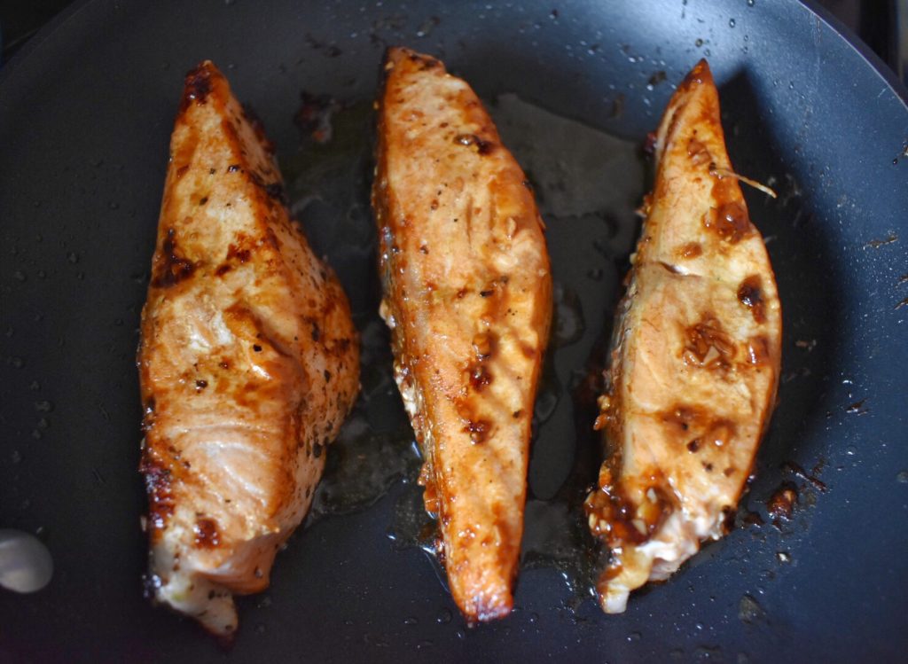 Pan Seared Salmon with Soy Ginger Glaze Close