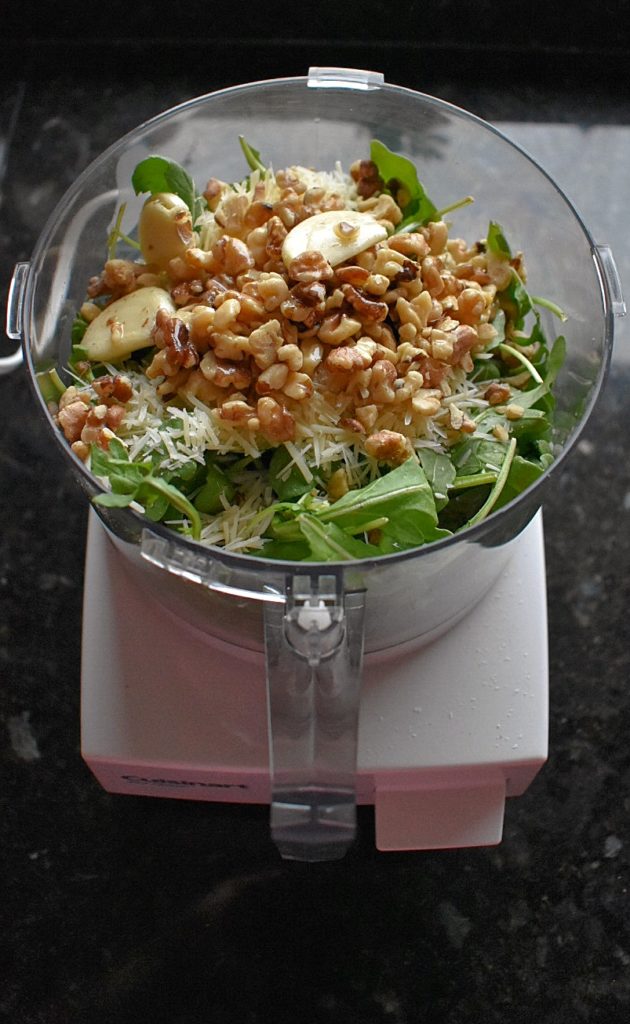 Arugula Walnut Pesto Blending