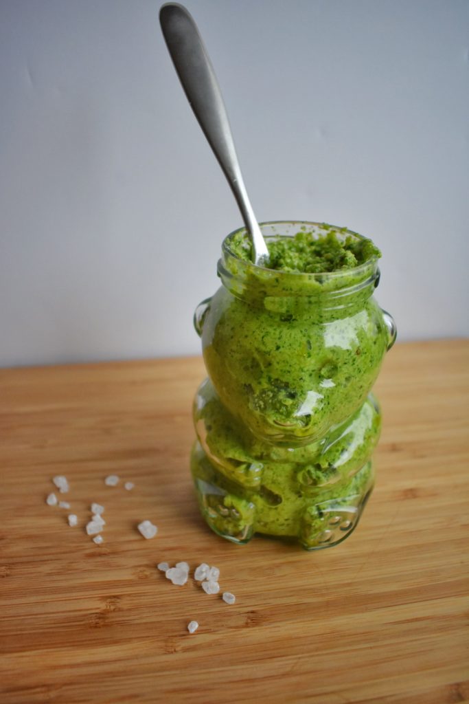 Arugula Walnut Pesto in Bear Container