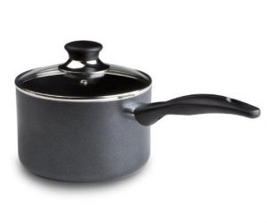 1. T-fal A85724 Specialty Nonstick Dishwasher Safe PFOA Free Cookware Handy Pot Sauce Pan with Glass Lid, 3-Quart, Gray