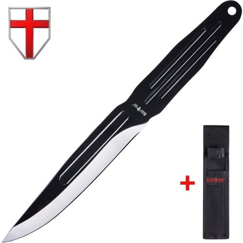 1. Tactical Survival Throwing Knife - Stainless Steel Sharp Black Blade - Thrower with Sheath - Everyday Sports, Fighting and Rescue - Self-Defense and Camping - Grand Way FL 12813