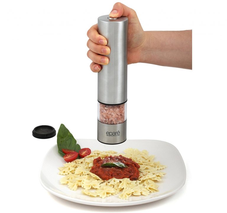 Electric Salt and Pepper Grinders Ninonly Ceramic Grinders with Lights and Adjustable Coarseness One Hand Operation Pepper Salt Mill with Free Cleaning Brush