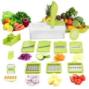 2. Vegetable Slicer Dicer WEINAS Food Chopper Cuber Cutter, Cheese Grater Multi Blades for Onion Potato Tomato Fruit Extra Peeler Included