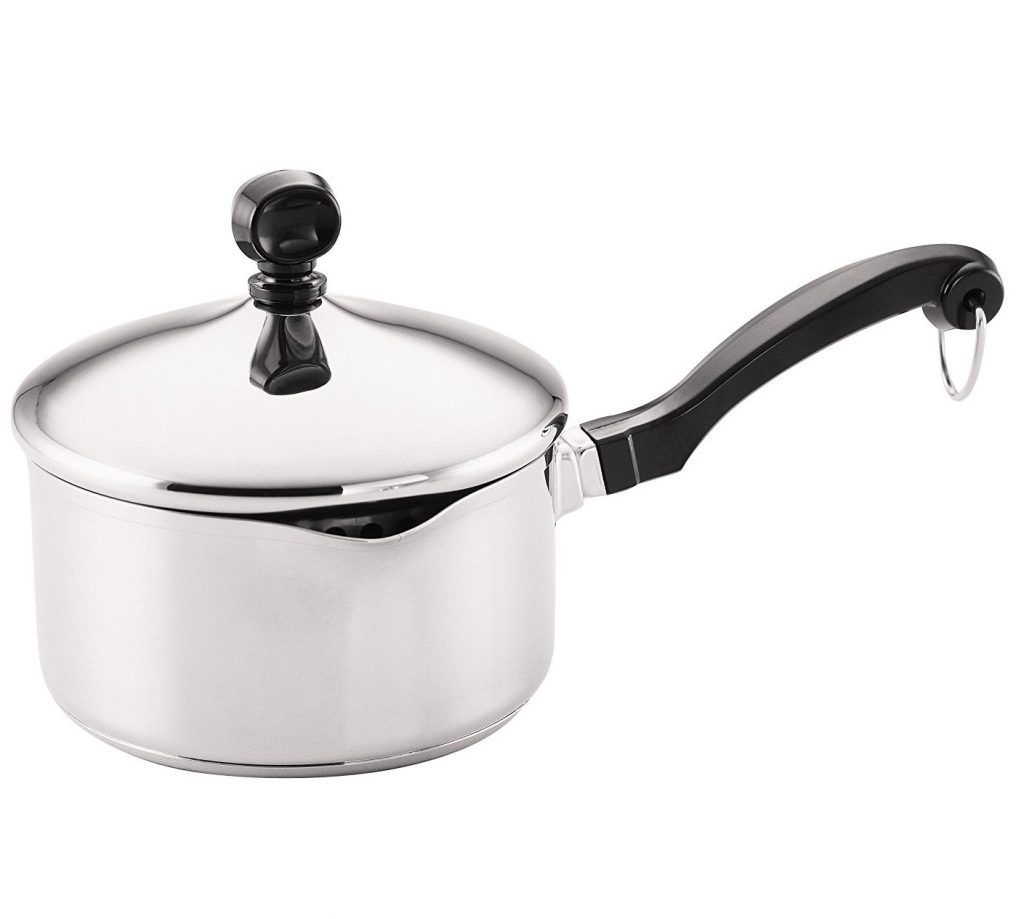 4. Farberware Classic Stainless Steel 1-Quart Covered Straining Saucepan