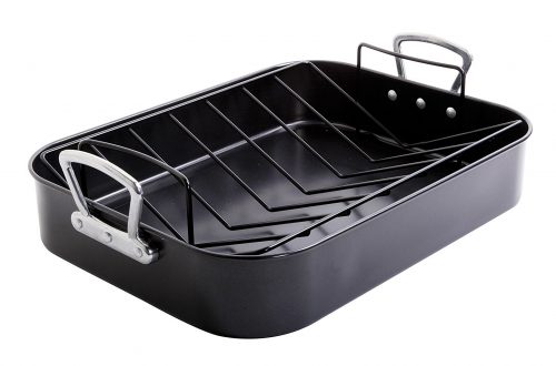 9. Gibson Home 89134.02 Broxton 2 Piece Non-Stick Turkey Roaster, Black