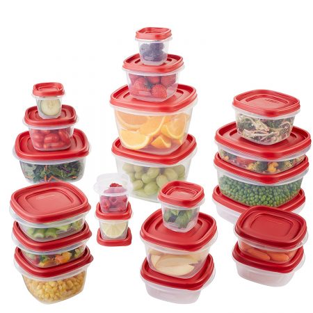 9. Rubbermaid Easy Find Lids Food Storage Container, 42-Piece Set, Red