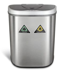 NINESTARS DZT-70-11R Automatic Touchless Motion Sensor Semi-Round Trash Can/Recycler