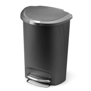 simplehuman Semi-Round Step Trash Can, Grey Plastic, 50 L / 13.2 Gal