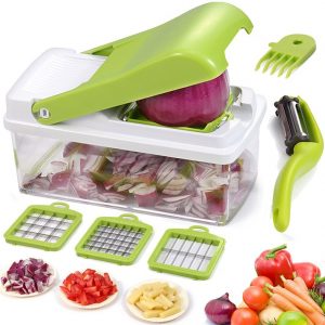 10. Vegetable Chopper Dicer Slicer Grater Cutter Artbest Manual Onion Shredder Fruit Cutter with 3 Stainless Steel Blades