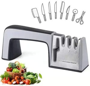 Multi-tool Home Kitchen Knives Sharpener 4 in 1 Non-slip for All Size Knives