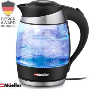 1.8 Liter Cordless with LED Light, Borosilicate Glass Electric Kettle