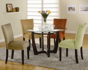 cheap round glass dining table set