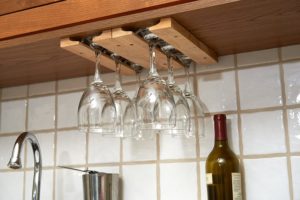 Wooden wine glass hanger