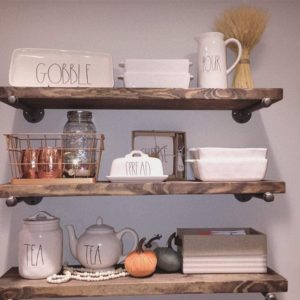 wooden kitchen shelves