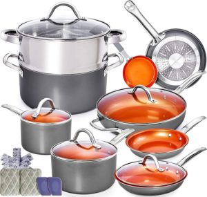 Copper Pots and Pans Set - 13pc Copper Cookware Set Copper Pan Set