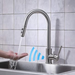 Touchless Modern Kitchen Faucet with Pull Down Sprayer, Motion Sensor Activated
