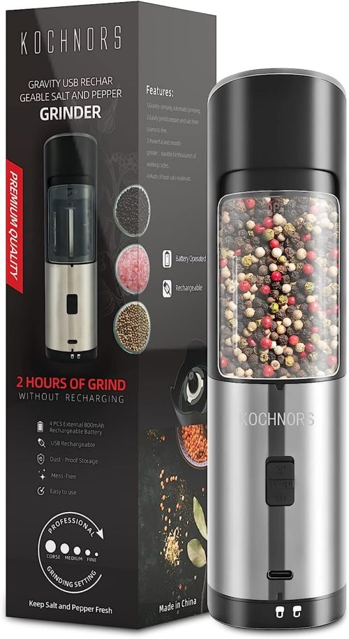 Gravity Electric Pepper Grinder with 6 Adjustable Level