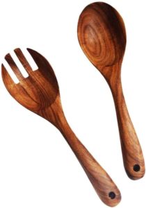 Acacia Salad Servers with Salad Spoon and Fork Set 