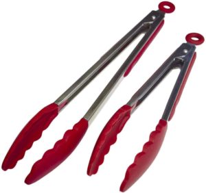 Stainless Steel with Non-Stick Silicone Tips Tongs