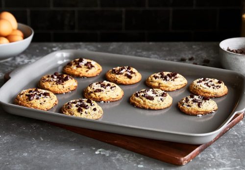 Cookies are placed on the GreenPan Ceramic Baking Sheet Pan